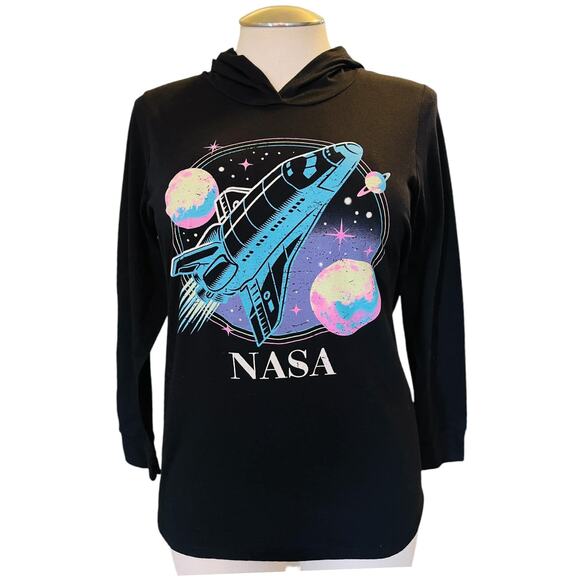 Torrid 2 (2X 18/20) NASA Space Rocket Long Sleeve Knit Pullover Hoodie Top New‎ - Picture 1 of 2